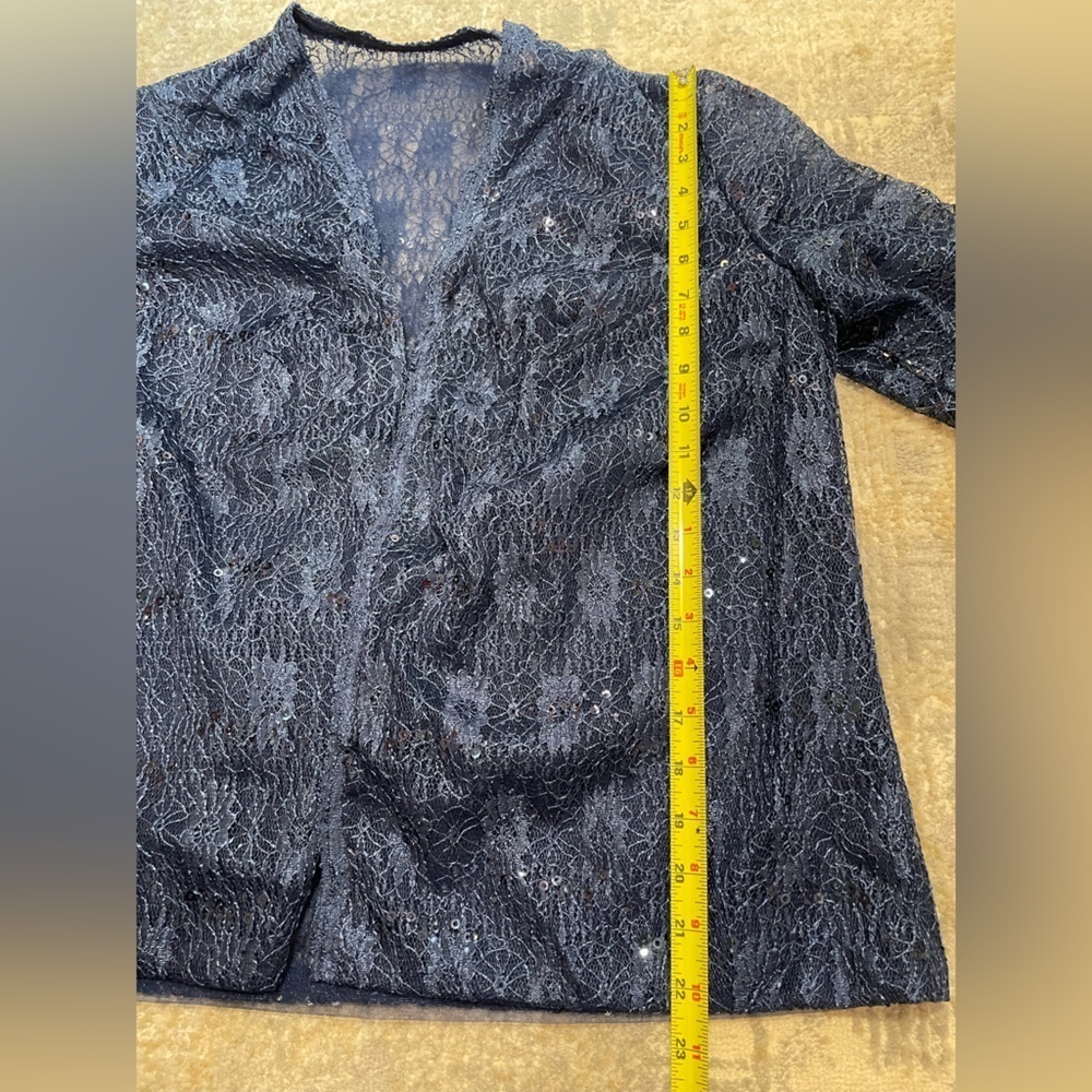LT LanTing Navy Blue Maxi Dress W/ Sheer Lace Bolero Mother Of The Bride NWT NEW - Picture 13 of 14
